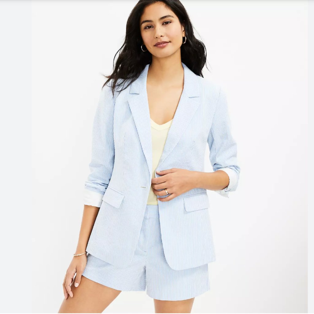 Ann Taylor Loft Seersucker Modern Blazer New With Tags